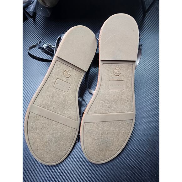 Lane Bryant Sandals Sz 12W Thong Cross Strappy Gladiator Back Zip Flat Black - Picture 7 of 7